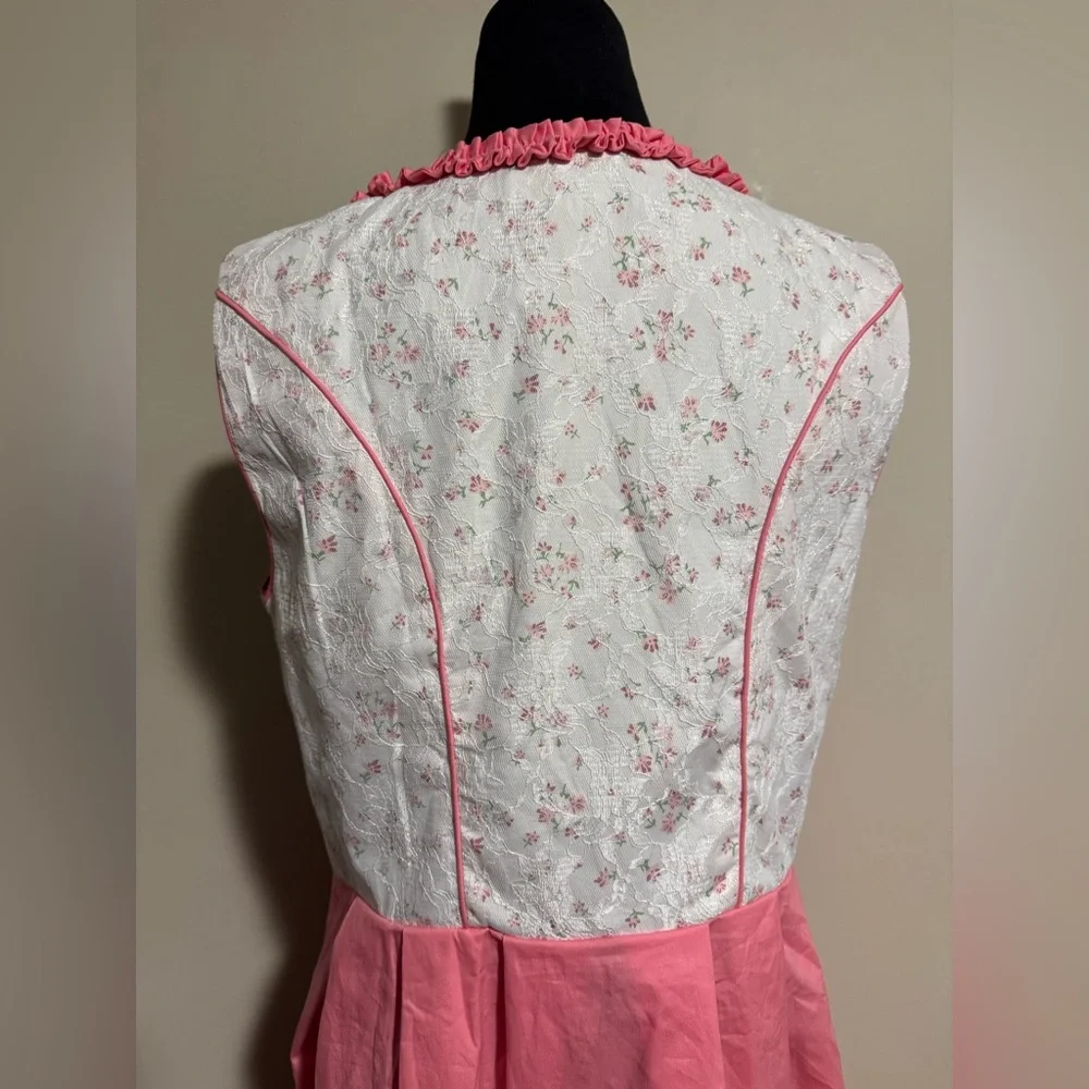 NWT Scarlet Darkness Pink and White Square Neckline Floral Dress size large - Picture 8 of 12